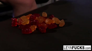 Leya Falcon shows 16 licorice sticks inside her ass